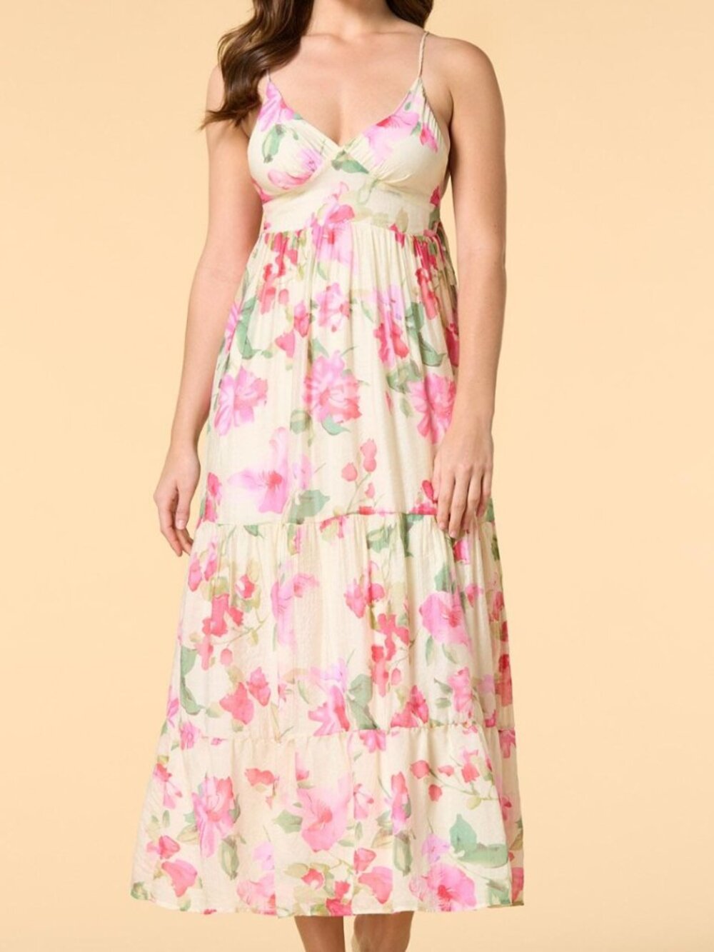 Hunter and Brown Empire Waist Multicolor Maxi Dress Size Large